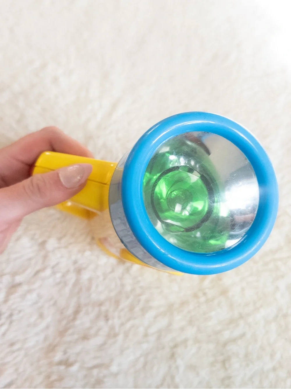 Vintage Playskool Duracell 3-Color Flashlight Toy Red Green Clear Working